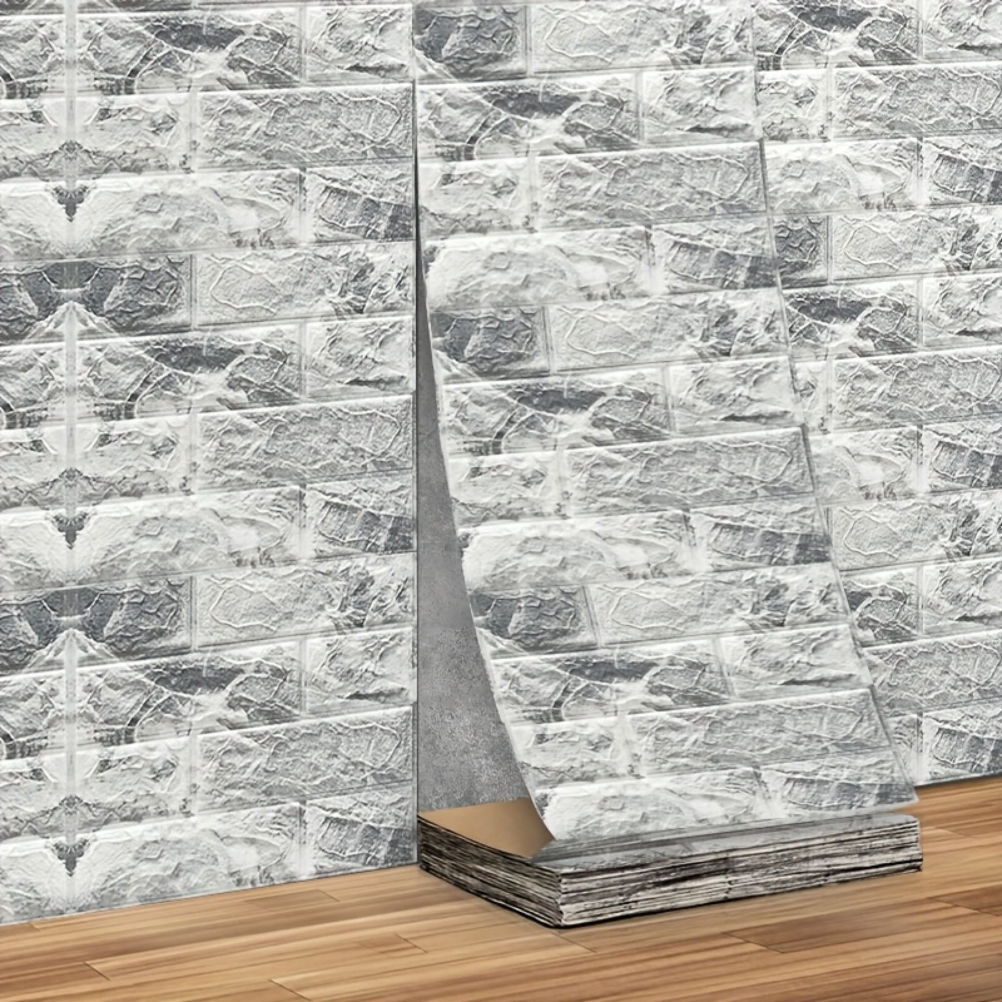 3D Peel and Stick Foam Brick Wall Panels – 118.11in / 196.85in / 393.7in, Easy to Clean & Cut, Grid Pattern for Home Decor – Self-Adhesive Wallpaper for Living Room, Kitchen, Bedroom, Office, Dorm