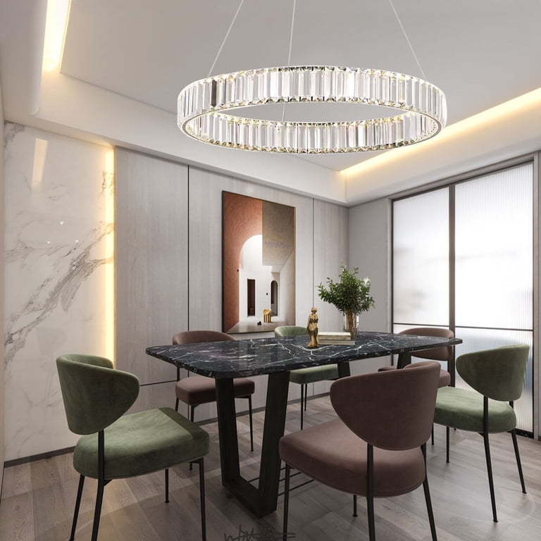 Glam Crystal Ring Chandelier With Remote - Dimmable LED Luxury Ceiling Light For Living Room, Gold