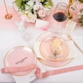thumbnail image 4 of Platos de plástico Rubtlamp rosa con borde dorado, 60 unidades, para fiestas, 4 of 7