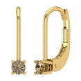 thumbnail image 2 of 0.2 Ct Round Cut Drop Dangle Champagne Crystal 14K Yellow Solid Gold Everyday Dainty Earrings Lever Back, 2 of 7