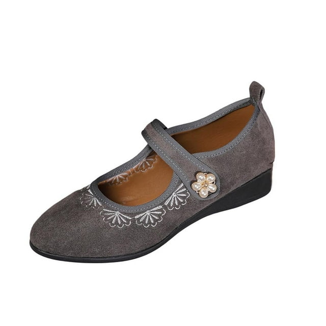 Mocassins Gris pour Femmes à Enfiler avec Bout Rond et Design Décolleté Bas, Chaussures Décontractées Confortables pour Usage Quotidien et Activités, Taille 43