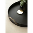 thumbnail image 4 of Kate and Laurel Oxbury Decorative Vegan Leather Round Tray with Handles, 18 Inch Diameter, Black and Antique Brass, Modern Circle Ottoman Tray for Use as Tabletop Decor Accent or Display Option, 4 of 10