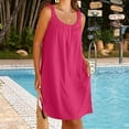 thumbnail image 2 of Vestidos para mujer Vestido de verano sin mangas con tirantes finos Vestido camisero plisado liso Vestido mini informal suelto, 2 of 6