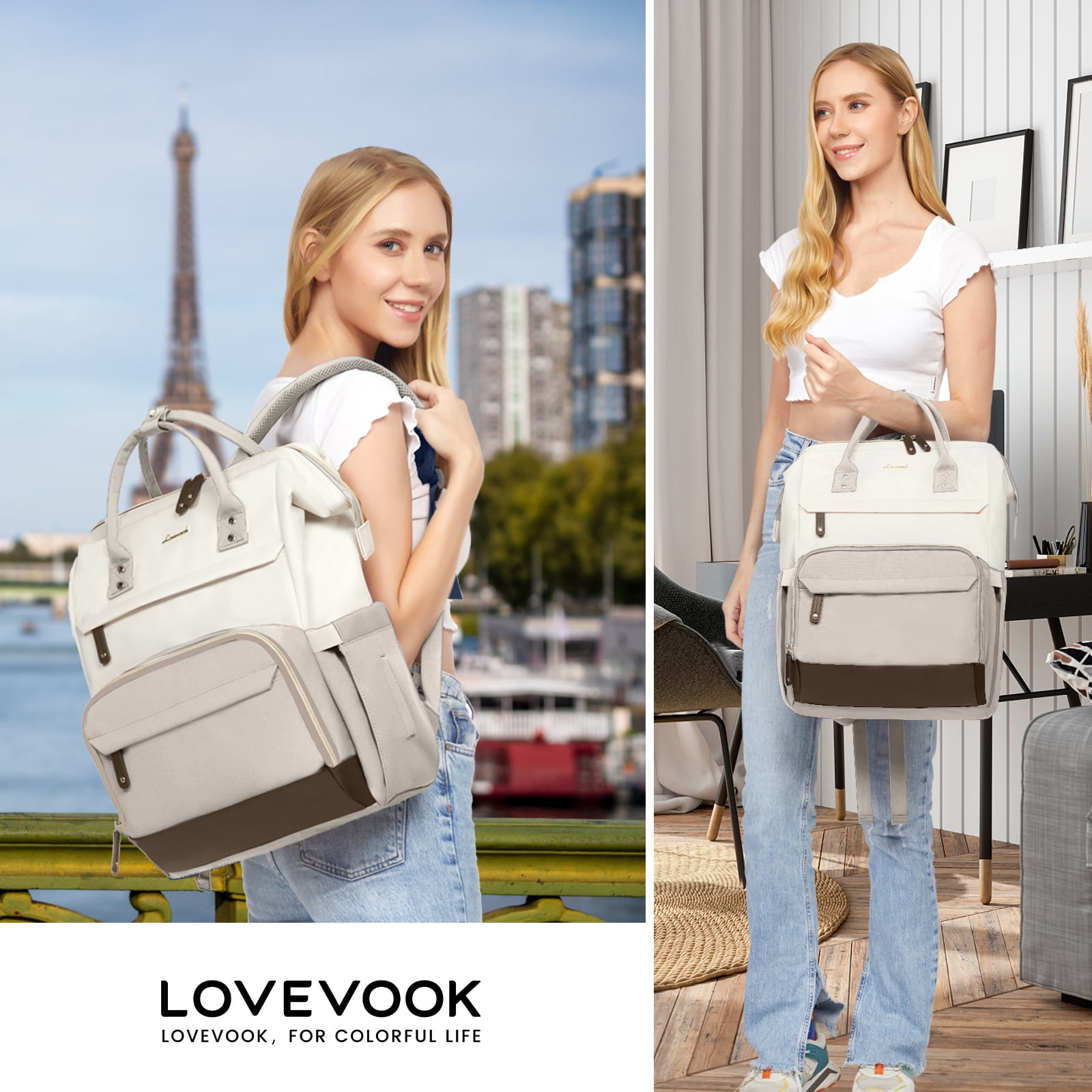Lovevook Laptop Backpack, 15.6" Women Work Backpack Purses with USB Port, Waterproof Casual Daypack Travel Backpack, Large Fashion Teacher Nurse College Bookbag