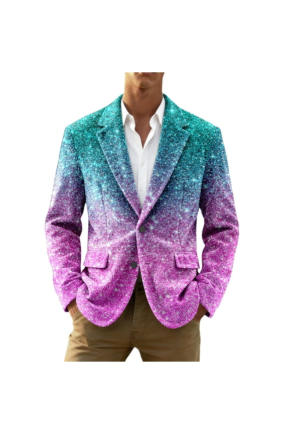 Mardi Gras blazer for men Sequin Print Corduroy Jacket For Carnival Party Night Out Celebration