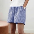 thumbnail image 5 of SOOMLON Linen Shorts Women Plus Size Elastic Waist Curvy Shorts Striped Shorts with Pockets Casual Weekend Clothes, 5 of 6