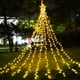 thumbnail image 3 of Guirnalda de luces LED tipo cascada de 9 x 3,5 m con forma de carámbano, para bodas, fiestas, jardín, árbol de Navidad, estrellas, 317 luces LED, 3 of 5
