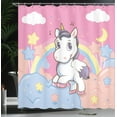 thumbnail image 4 of Ambesonne Feminine Shower Curtain, Rainbow Music Notes, 69"Wx70"L, Yellow and Pink, 4 of 5