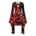 thumbnail image 4 of Heisall Womens Casual Dresses Round Neck Christmas All-Over Print Long Sleeve Asymmetric Hem Midi-Length Dresses, 4 of 5