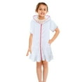 thumbnail image 4 of breaise Girl's Fleece Hooded Robe,Kids Soft Zip-Up Beach Bathing Suit Lightweight Swim Cover Up White, 4 of 4