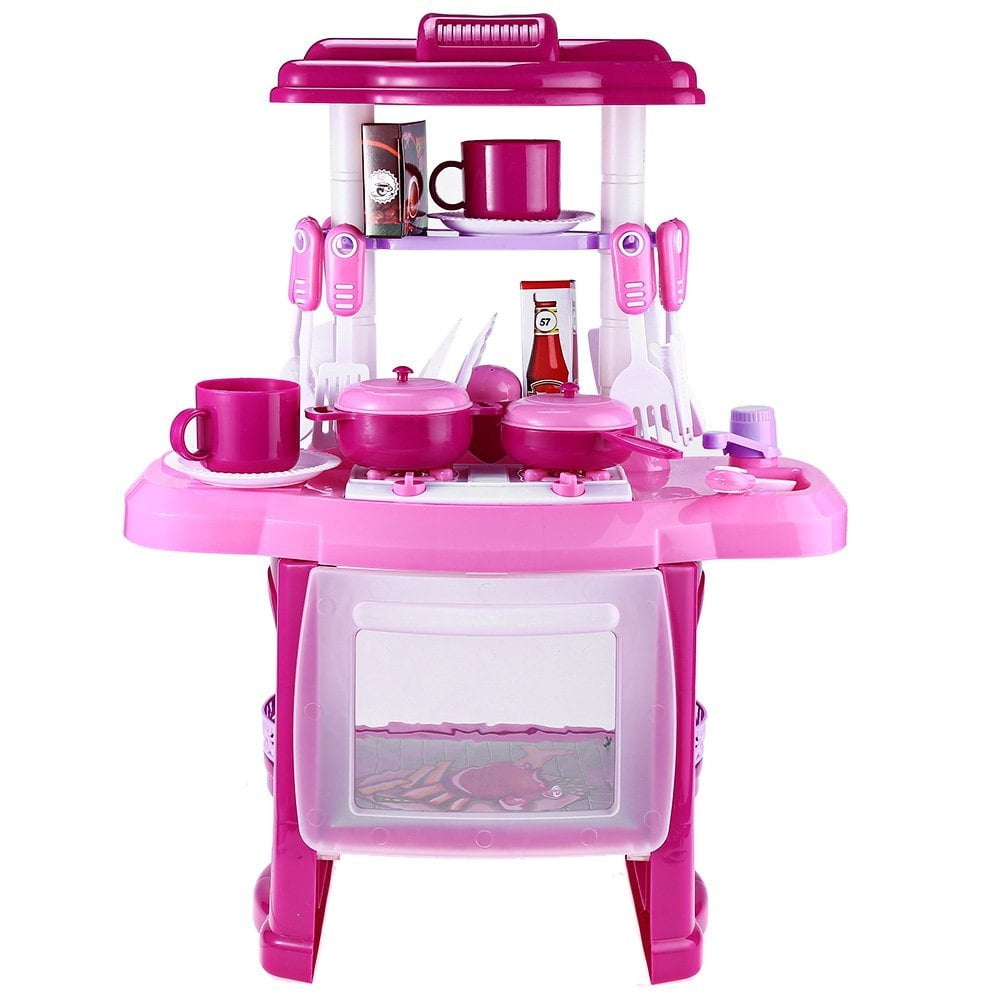 Kids Play Toy Girl Baby Toy Kitchen Cooking Simulation Table