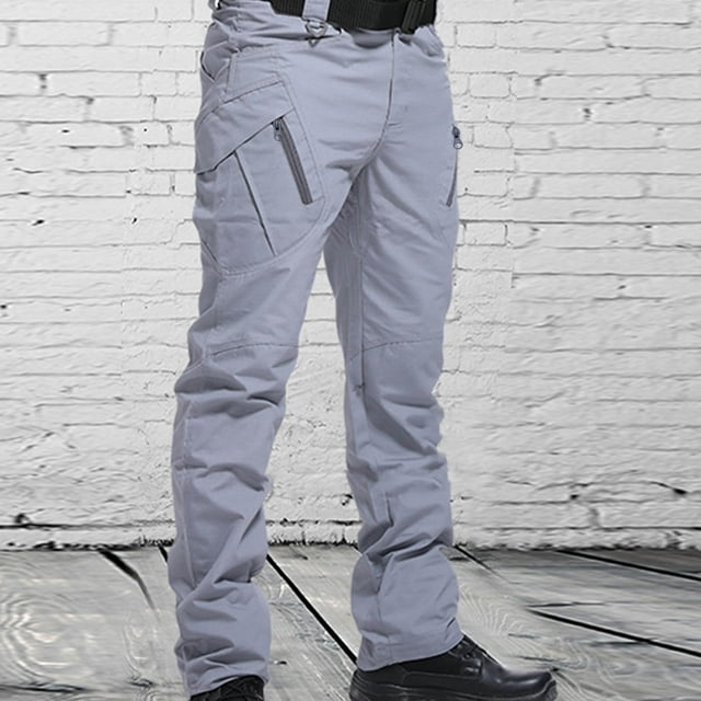 Pantalon Cargo Tactique pour Homme Pantalon de Travail Extérieur Ripstop Multi-Poches Randonnée Camping Pantalon Gris 3TG