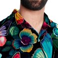 thumbnail image 5 of Flower Butterfly Men's Button Down Spread Collar Casual Printed Short Sleeve Summer Beach Unisex Shirts, 5 of 6
