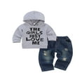 thumbnail image 3 of Baby Boy Hooded Sweatshirt+Jeans Letter Print Top Spring Autumn Outfits, 3 of 8