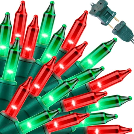 LAMPHOME Super-Bright Extendable Christmas Lights Decoration 200 Lights 39.2ft UL Certified Mini Bulb String Lights for Outdoor Christmas Tree Garden Party Patio Garland Decor (Red Green)