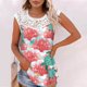 thumbnail image 2 of Camiseta sin mangas de encaje con estampado de mujer Camiseta sin mangas de empalme de cuello redondo Camiseta ligera y cómoda delgada OAVQHLG3B Store lin121212, 2 of 5
