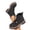 Black, variant on Patterned Fabric Combat Boots Music Festival Outfits, Wood Bead Lace Up Booties Country Concert Wear, Comfortable Lug Sole Shoes Autumn Casual Strolling, Heavy Duty Utility Footwear, Black 8