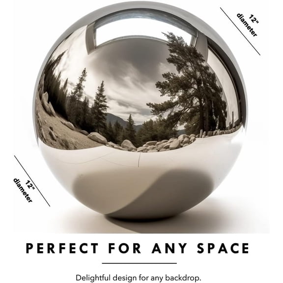 12 Inch Stainless Steel Gazing - Shiny Mirror Polished Sphere for Garden Lawn Pond Yard Ornament (Silver)