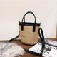 thumbnail image 3 of Bolsa De Hombro Bolso de hombro de paja con forma de cubo para mujer, bolsos cruzados tejidos de PU negro Sywqhk Para Estrenar, 3 of 7