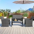 thumbnail image 4 of Costway 8 PCS Patio Conversation Set with Seat Cushions & Tempered Glass Tabletop, Outdoor, 4 of 10