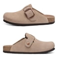 thumbnail image 6 of Comwarm Genuine Suede Clogs for Women, Memory Foam Cork Footbed Potato Slip on Leather Shoes, Taupe, 6 of 7