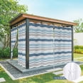 thumbnail image 6 of Outdoor Curtains for Patio Waterproof, Blue Grey Striped Outdoor Privacy Panels Grommet, Farmhouse Stripes Modern Abstract Art Blackout Outside Curtains for Porch/Cabana 54"x95", 2 Panels, 6 of 8