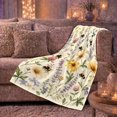 thumbnail image 6 of Bumblebee Wildflower Botanical, Peaceful Botanical Garden Scene, Warm Flannel Blanket for Sunroom and Reading Nook, Garden Lovers Housewarming Gift, Botanical Home Decor, 6 of 9