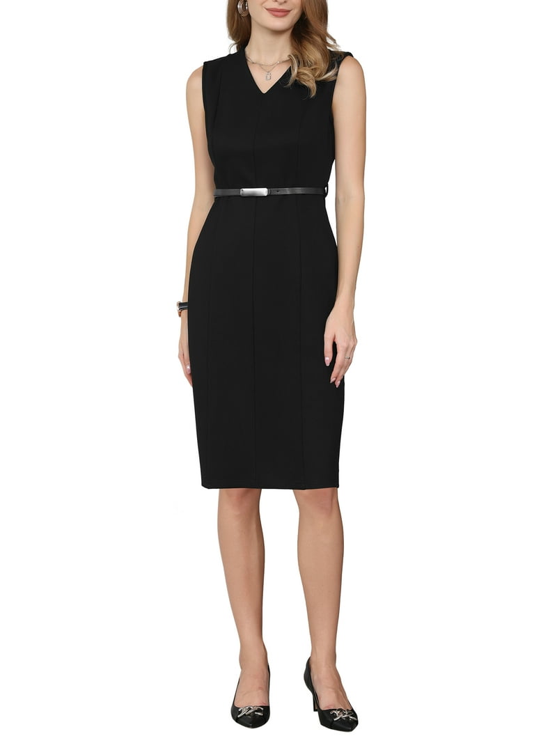 black elegant classy funeral dresses LaDivine T502 Formal Long Slit Prom Dress main image 1