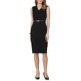 thumbnail image 2 of INSPIRE CHIC Women's Sleeveless 2026 Funeral Dress V-Neck Office Sheath Dresses with Belt S Black, 2 of 5