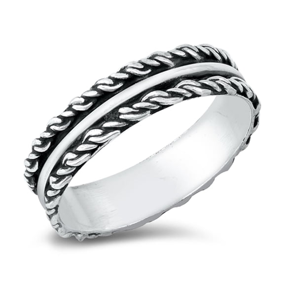 Double Rope Knot Halo Ring .925 Sterling Silver Band Jewelry Female Male Unisex Size 7
