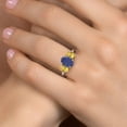 thumbnail image 4 of Gem Stone King 925 Silver and 10K Yellow Gold Blue Lapis and Yellow Citrine and Lab Grown Diamond Engagement Ring for Women | 2.96 Cttw | Oval 9X7MM | Birthstone | Size 6, 4 of 6