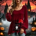 thumbnail image 3 of Sheghy Halloween Costumes for Women Dressy Tops for Women Crew Neck A-Line Button Front for Summer Wine M, 3 of 7