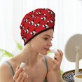thumbnail image 3 of Yiaed Bulldog Red Print Hair Cap with Button,Coral Fleece Hair Towel Wrap for Women Wet Hair,Quick Dry Turban for Wet Hair Long Thick Hair, 3 of 5