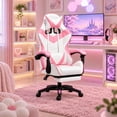 thumbnail image 3 of JaxShark Ergonomic Gaming Chair with Footrest, Racing Style, Pink, 3 of 8