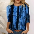 thumbnail image 2 of IROINNID Womens Long Sleeve Tops Print Tops Loose Blouse Lounge Tee Shirts Tunic,Blue, 2 of 5