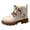 Beige, variant on Girls Ankle Boots Kids Fashion Buckle Strap Riding Booties Lace up Zipper Lug Sole Round Toe Winter Short Boots