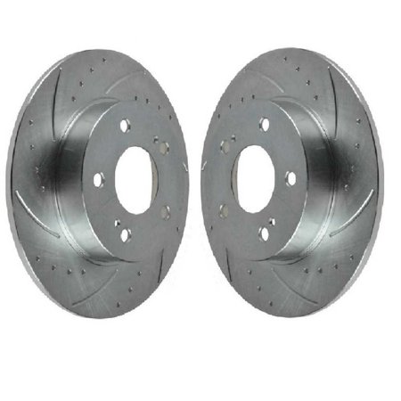 For 2011-2018 2019 Hyundai Elantra Silver Rear Drilled Slotted Brake Rotor Pair