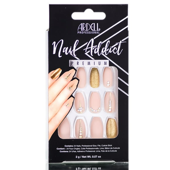Nude Jeweled , Ardell Nail Addict Premium Artificial Nail Set , Hair Scalp Skin Body - Pack of 1 w/ SLEEK Teasing Comb