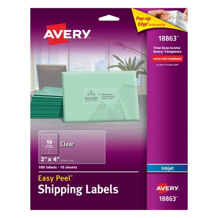 - Avery Easy Peel Shipping Labels, Permanent Adhesive, Matte, Clear, 2