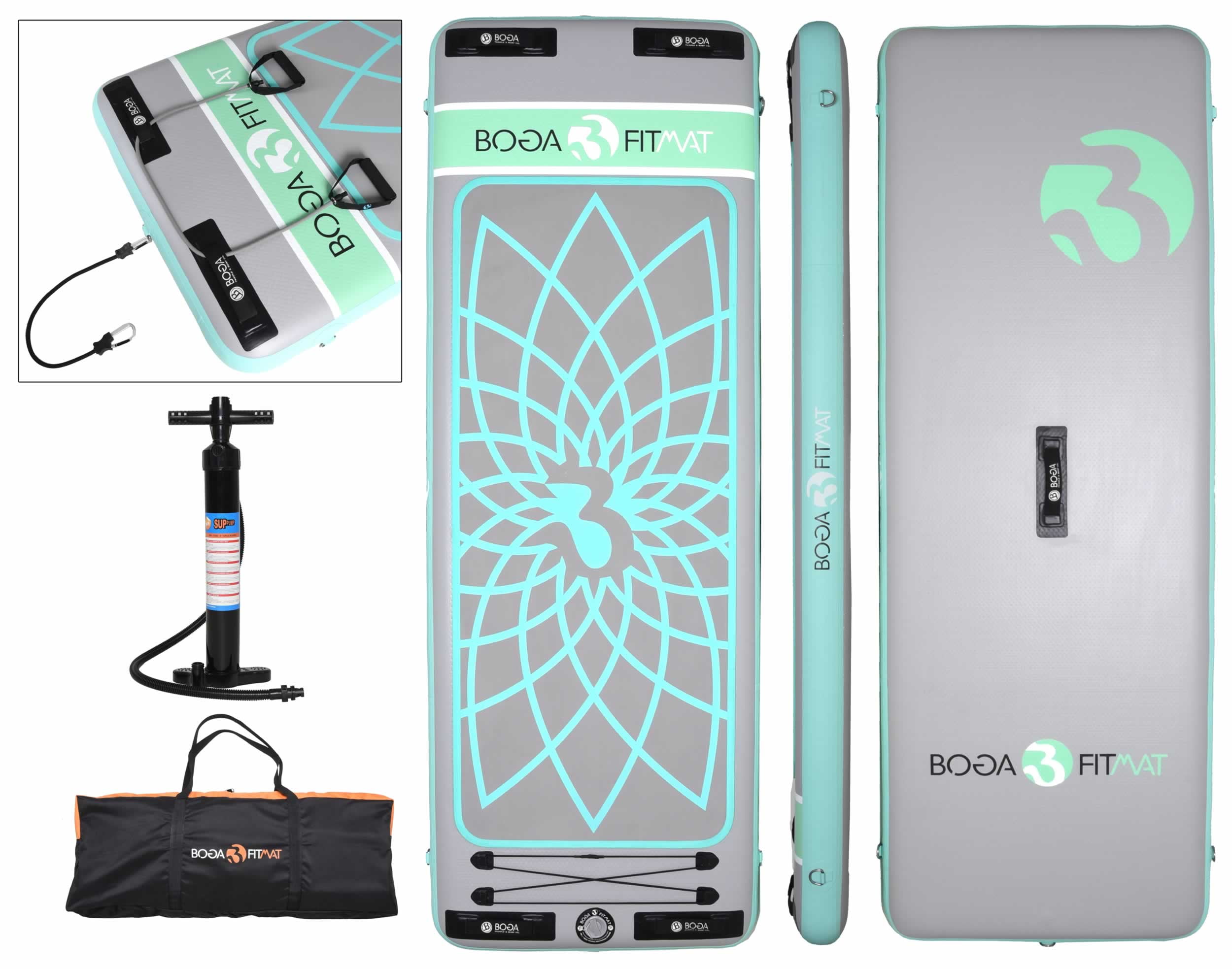 Boga Fitmat Aqua Premium Inflatable Water Fitness Mat SUP Yoga Board