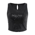 thumbnail image 5 of Fshinging Basic Cute Women Tank Top Glitter Sequin Sleeveless Cropped Casual Summer Clothes 2026 Black L, 5 of 5