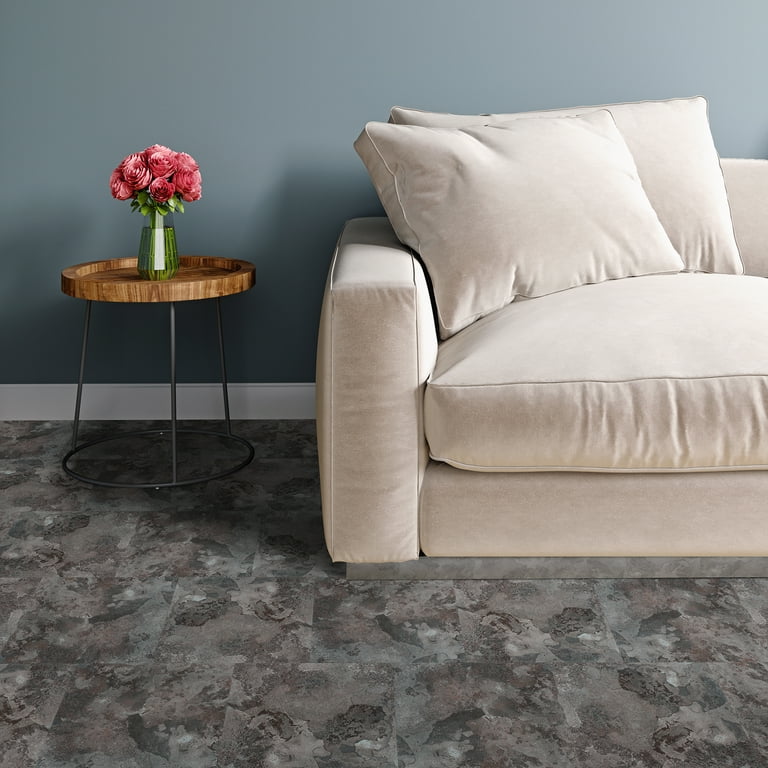 Achim Portfolio Self Adhesive Vinyl Floor Tile - 12 Tiles/12 Sq. ft., 12 x 12, Midnight Marble Achim Portfolio Self Adhesive Vinyl Floor Tile - 12 Tiles/12 Sq. ft., 12 x 12, Midnight Marble