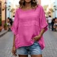thumbnail image 7 of cocolona Womens Summer Linen Tops Crew Neck 3/4 Sleeve T-Shirts Fashion Casual Loose Solid Color Blouses, 7 of 7