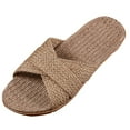 thumbnail image 2 of Willtoo Women's Slippers Men Home Summer Cross Strap Ladies Casual Shoes Linen Slippers Khaki 9, 2 of 6
