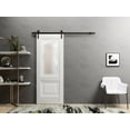 thumbnail image 3 of Sliding French Pocket Door 32 x 96 inches | Sete 6933 Nebraska Grey with Frosted Glass | Kit Trims Rail Hardware | Solid Wood Interior Bedroom Sturdy Doors, 3 of 5