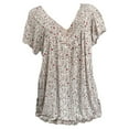 thumbnail image 2 of CHOK Blouse à Manches Courtes Col en V Imprimée pour Femmes Grande Taille, chandail-Over, T-Shirt Fin, 2 of 5