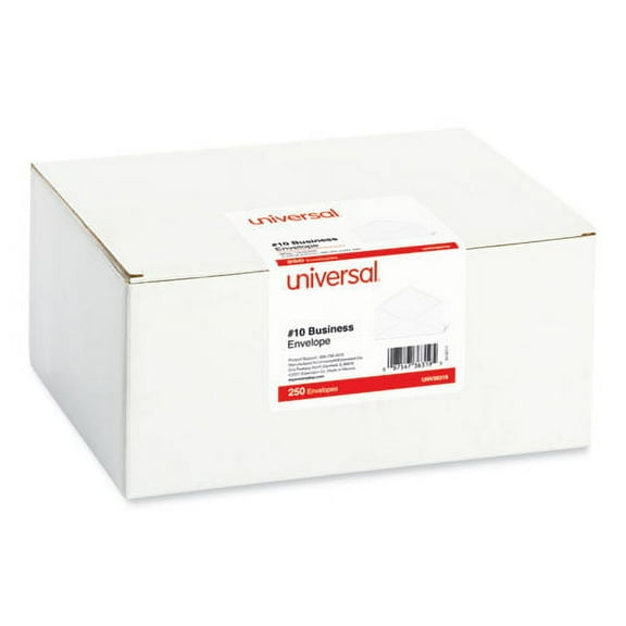 1PC Universal Open-Side Business Envelope, #10, Monarch Flap, Gummed Closure, 4.13 x 9.5, White, 250/Carton