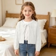 thumbnail image 5 of Dlentnea Girls Cardigan Sweater Kids Knit Cover up Button Tops Hollow out Long Sleeve Cardigans Clothes, 5 of 8