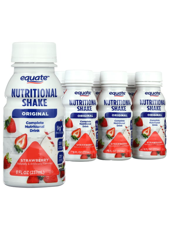 Equate Original Nutritional Shake, Strawberry, 8 fl oz, 6 Count
