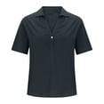 thumbnail image 6 of hotojiny Women Linen Shirts V Neck Short Sleeve Blouse Lightweight Curved Hem Casual Tops Beach Vaction Summer Outfits, 6 of 6